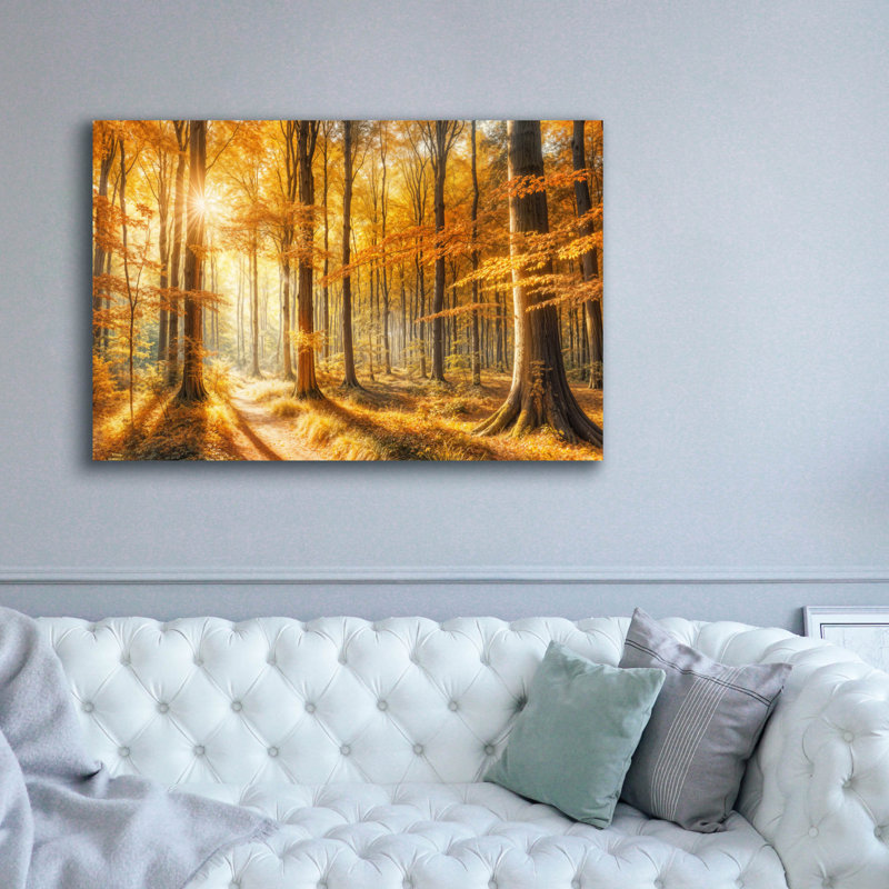  «Golden Fall Landscape 1» par Rey Klimt, art mural sur toile, 60 po x 40 po, H 40 po x l 60 po