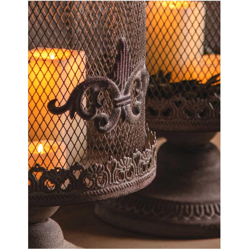 Porte-bougie en métal Vintage, H 18,11 po x l 9,06 po x P 9,06 po