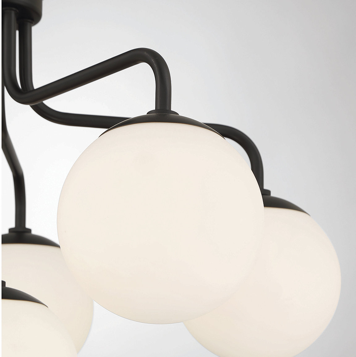 Chemise 6 Light Glass Semi Flush Mount, White, Black