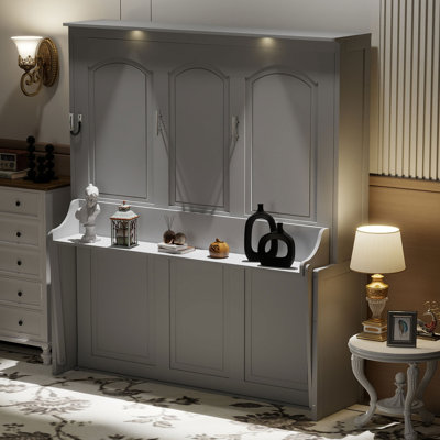 Lit escamotable avec bureau, lumières DEL et station de charge USB
