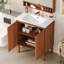 Meuble-lavabo vintage minimaliste, lavabo en céramique, 45 degrés, rangement spacieux, meuble-lavabo à finition naturelle de 30 po avec motif à 45 °, accent, look utilisateur