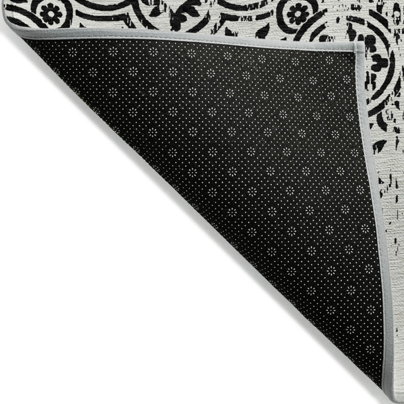 Tapis intérieur / extérieur 9 pi x 12 pi noir et ivoire lavable