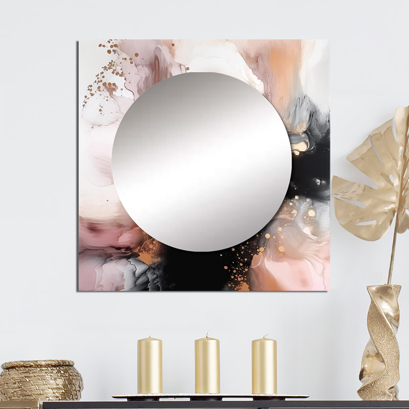 Bohao - Miroir carré abstrait en marbre pour décoration murale, 23 po x 23 po
