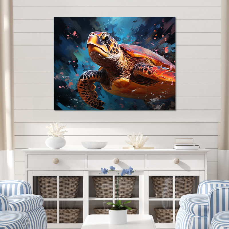 Tortue sereine sous l'eau I, Black Picture Framed, 34" H x 44" W