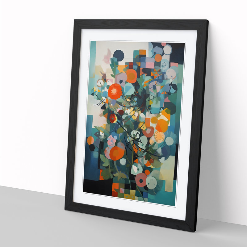 FRM-V0523-846X Flowers Bauhaus Art Vol.2 1 Piece Wall Art, 64cm H x 46cm W, Walnut Framed