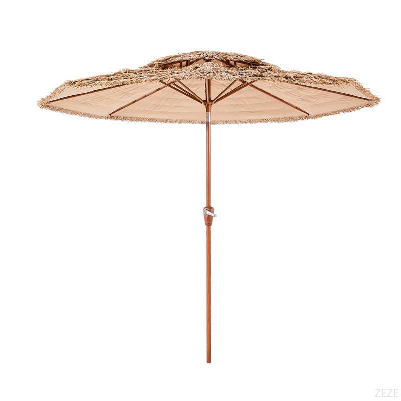 Parasol de patio en chaume à 2 niveaux 9 pi pour piscine