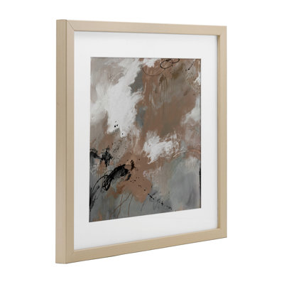 Brown & Grey Brushwork Framed Print Under Glass, design by Ruth Fromstein