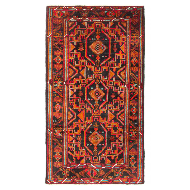 Tapis noir Teimani 3 pi 7 po x 6 pi 7 po