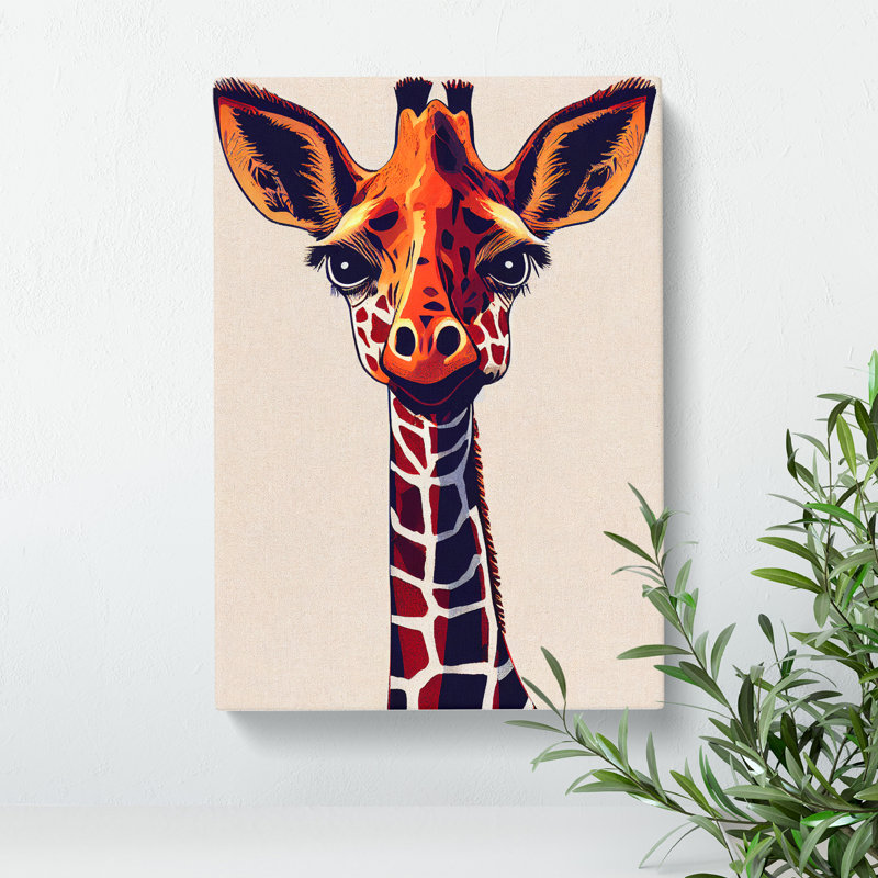 Animated Giraffe - Wrapped Canvas, 60cm H x 40cm W x 3cm D