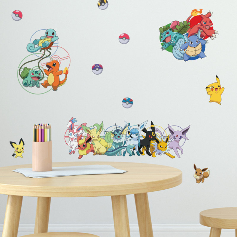 Décalcomanie murale colle et colle à caractère favori pokemon
