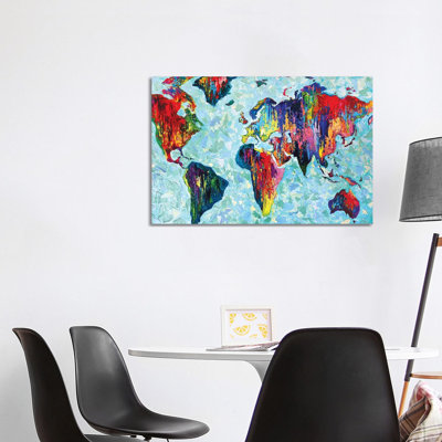 World Map 1 Piece Wrapped Canvas Painting