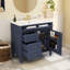 Meuble-lavabo de salle de bain bleu 36 po avec lavabo 36 po, 2 tiroirs et étagères efficaces, armoire supérieure en céramique Modern Elegance, capacité accrue, design avant-gardiste-1360123448