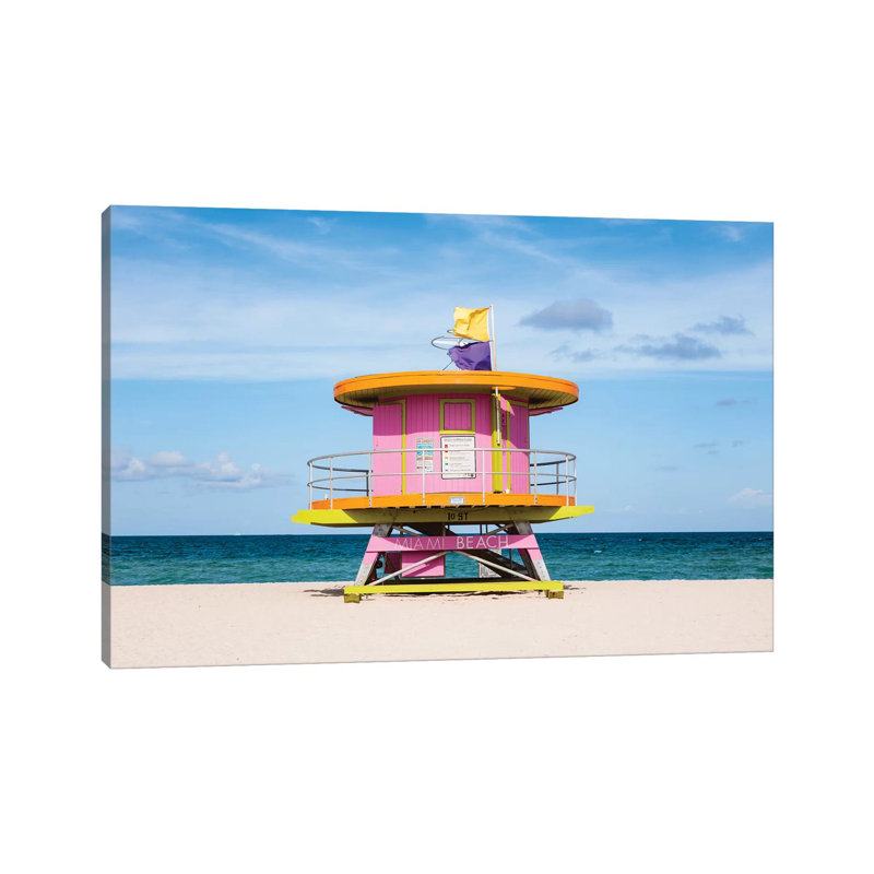 Lifeguard Cabin, South Beach, Miami II 1 Piece Wall Art on Canvas, 20.32cm H x 30.48cm W x 1.91cm D, Wrapped Canvas