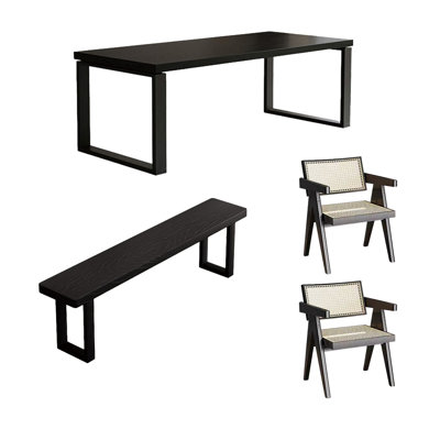 Ensemble de grande table multifonctionnelle en bois massif