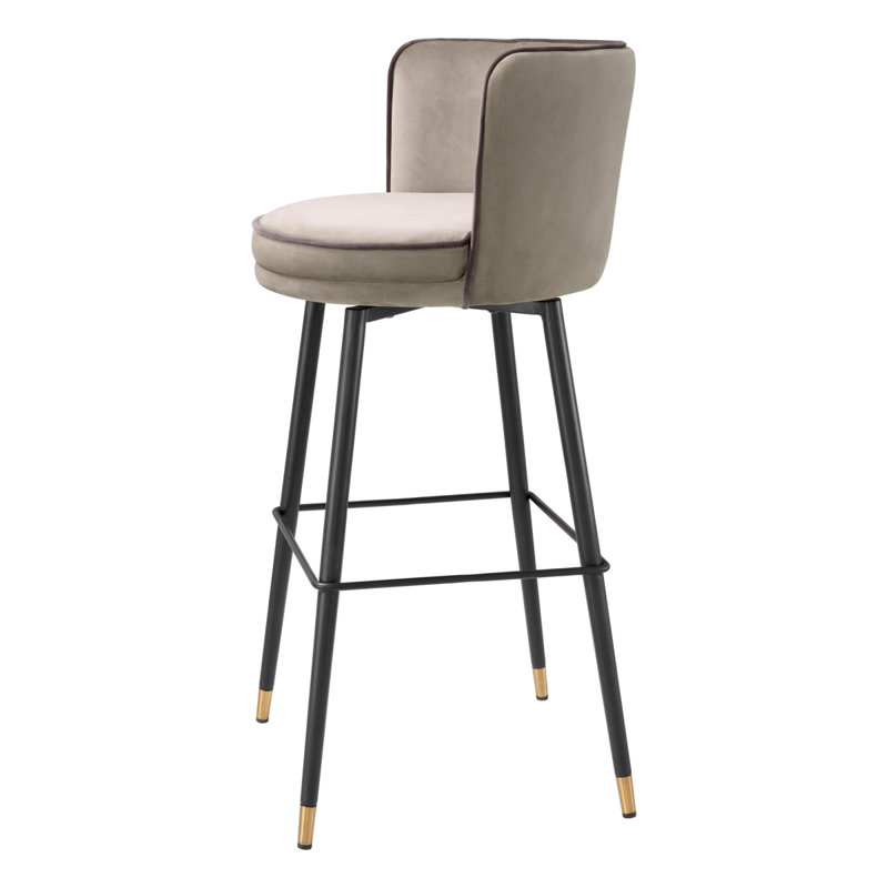 Bar Stool Grenada Velvet, Savona Greige, Bar Stool (31.1" Seat Height)