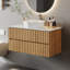 Armoire de salle de bain moderne en bois 36 "avec lavabo en céramique blanche 36"