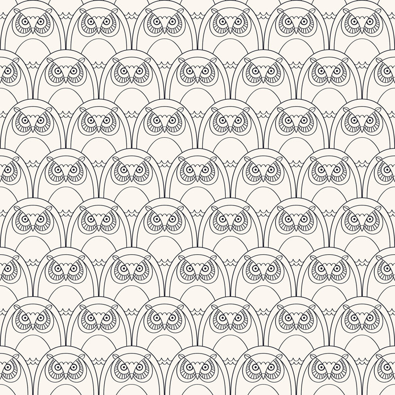 Panneau de papier peint adhésif Yuliya Owl, L 102 po x l 24 po