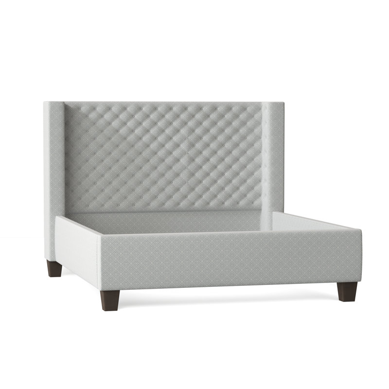 Bren Upholstered Wingback Bed, California King, Gigi Robins Egg, Brown Mahogany