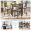 Ensemble de salle à manger 5 pièces à hauteur de comptoir en bois, table carrée et 4 chaises rembourrées pour petits espaces, design élégant et durable-2048375887-2048375985