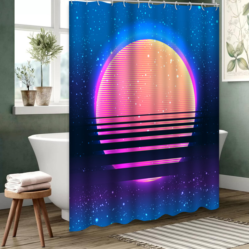 Rideau de douche rétro à motif géométrique rétro avec 12 crochets, L 72 po x l 78 po