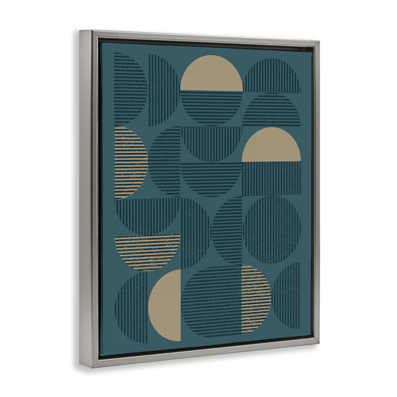 Art mural sur toile bleu et beige Deco Arches par Vision Studio, Cadre flottant gris lustré, H 31 po x l 25 po