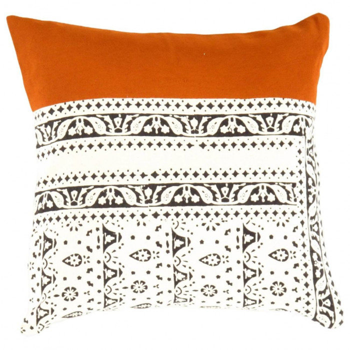 Oreillers de la collection Gloria faits à la main 16 po, Orange / blanc / noir