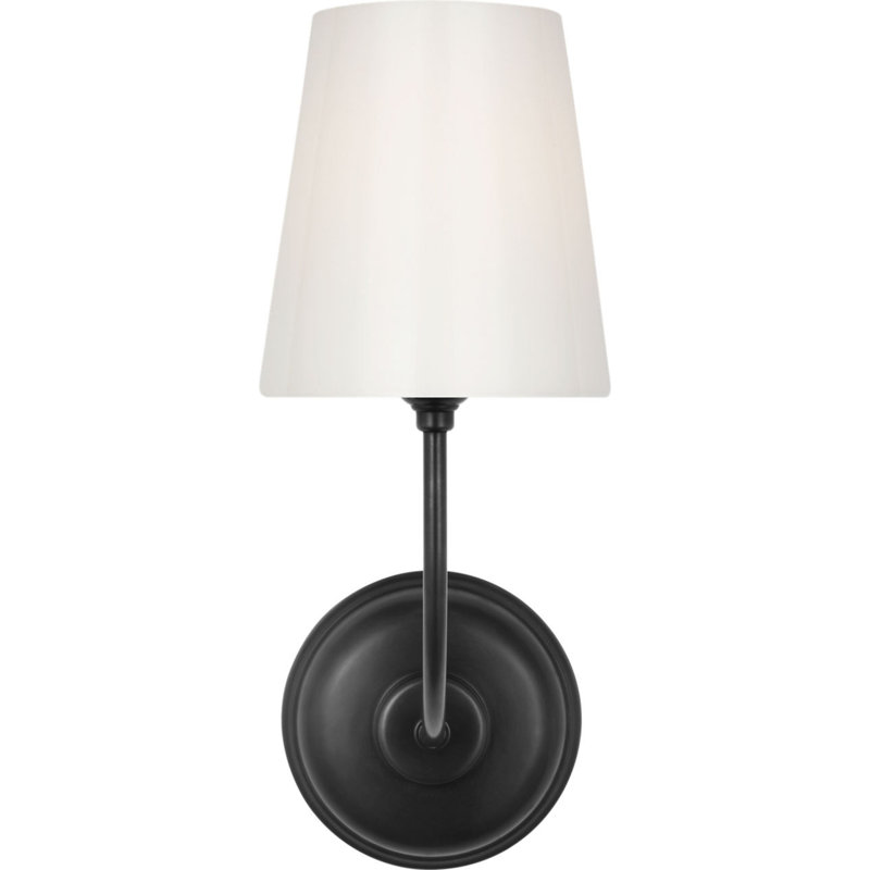 Vendome Single Sconce with White Glass, Bronze