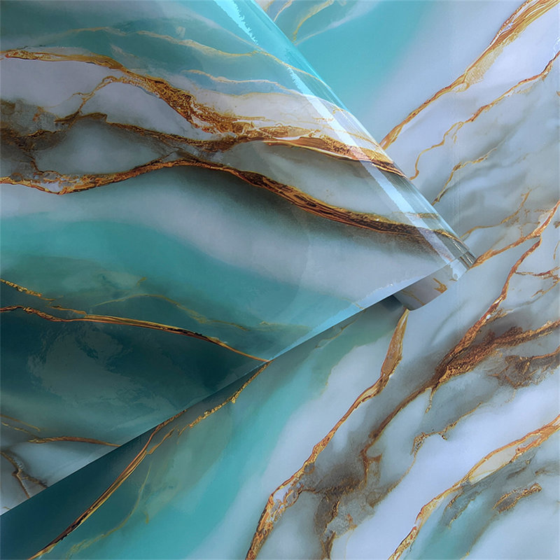 Papier peint en marbre vert d'inspiration granit, film vinyle auto-adhésif pour dosseret de cuisine