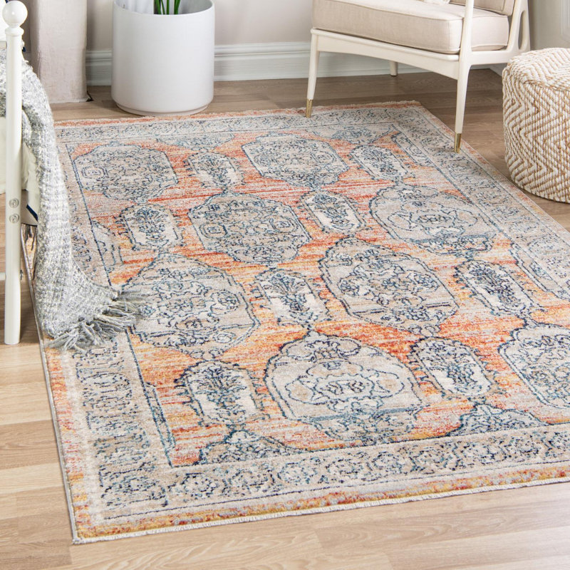 Gause Moroccan Area Rug, Rectangle 7' x 10'2", Brick Red