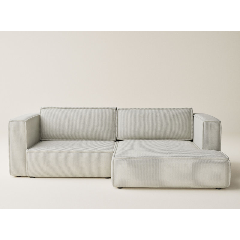 Four-Seater Corner Sofa With Bed Function, Right Hand Facing, Cream Polyester/Velvet