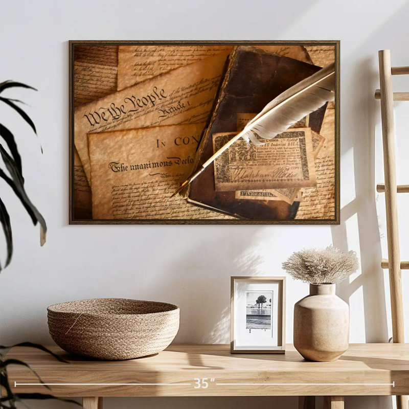 «Quill», 25 po x 17 po, Cadre flottant en noyer