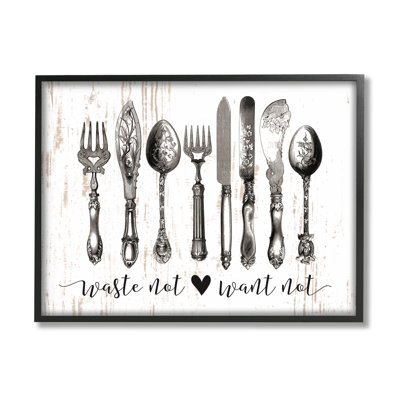 " Waste Not Want Not Silverware Drawing " by Lettered And Lined