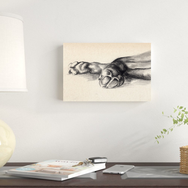 «Charcoal Paws I» par Jennifer Paxton Parker, reproduction d'art sur toile tendue, H 8 po x l 12 po