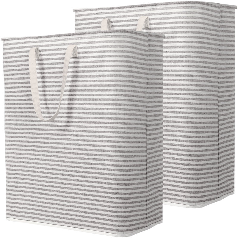 Paquet de 2 paniers à linge pliables, panier à linge autoportant et imperméable avec poignées faciles à transporter dans la salle de lavage Chambre à coucher, dortoir pour adultes, gris, 2 x 125L
