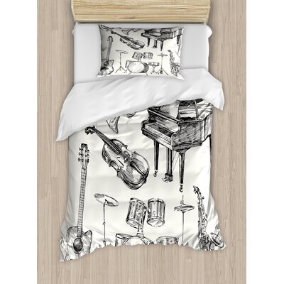 Black/White Microfiber Cottage Americana 3 Piece Duvet Cover Set -  Ambesonne, nev_16683_twin