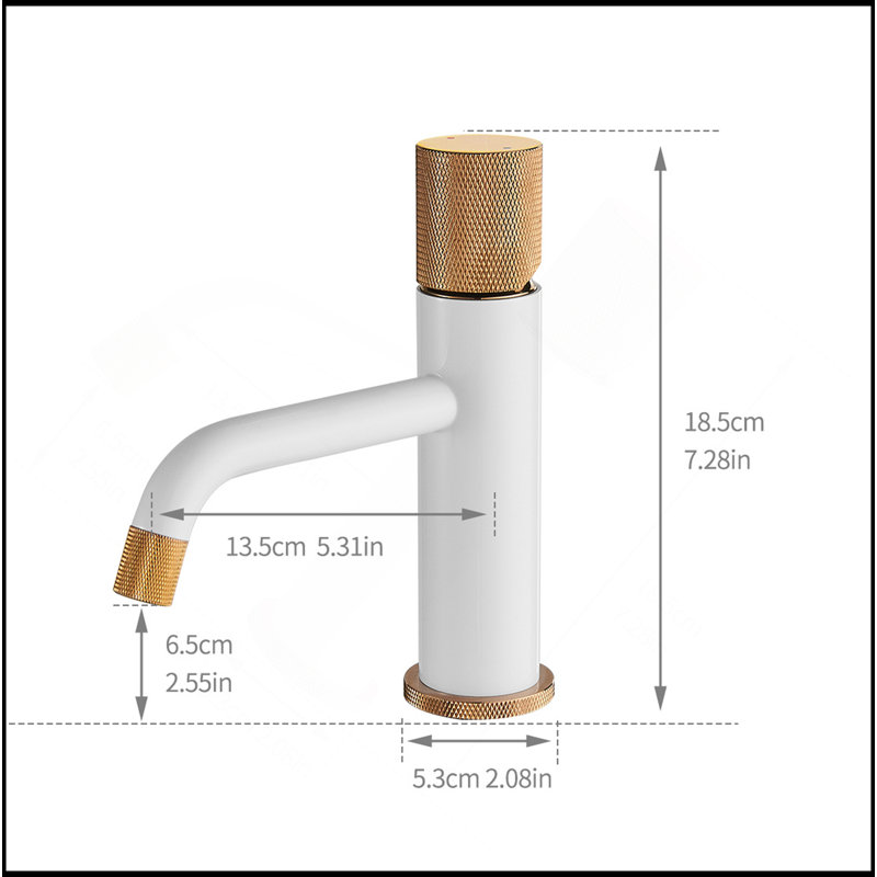 Modern White And Rose Gold Faucet Brass Bathroom Basin Faucet Design Deck Mounted Water Mixer Tap, White/Rose Gold
