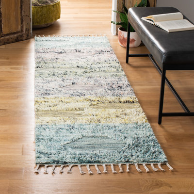 Tapis bleu en laine Aitkin