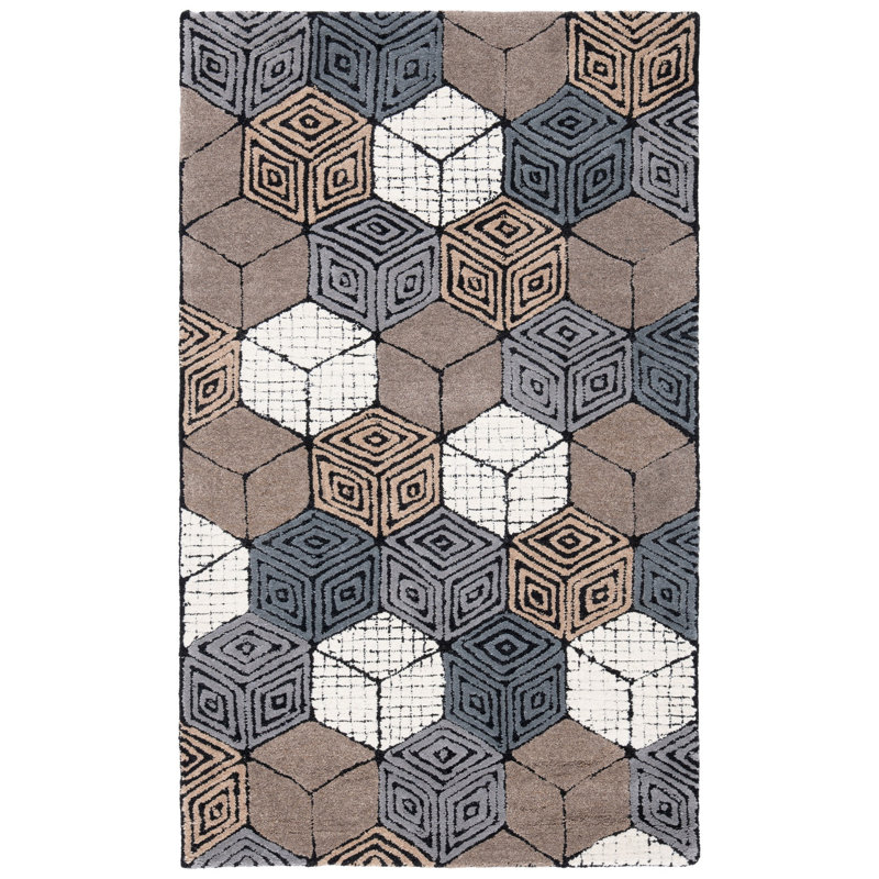 Fifth Avenue Hand Tufted Wool Geometric Rug, Rectangle 3' x 5'