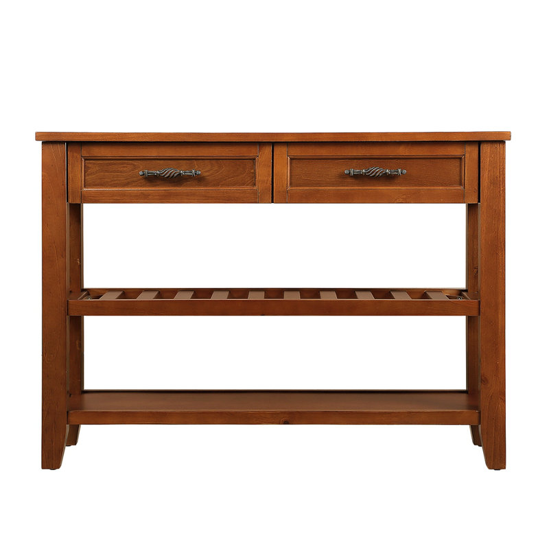 Console Sofa Table With 2 Storage Drawers And 2 Tiers Shelves, Mid-Century Style 42'' Solid Wood Buffet Sideboard For Living Room Furniture Kitchen Dining Room Entryway Hallway