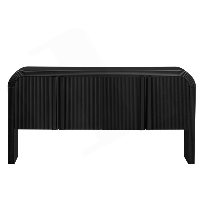 Armoire de rangement rayée 62,2 pouces avec 4 portes et tablette réglable, Noir