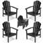 Chaise d'extérieur Adirondack Hdpe résistante aux intempéries noire (ensemble de 4)-332107874
