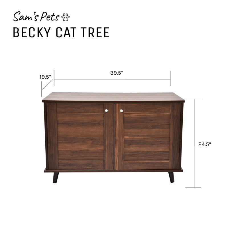 Becky 24.5" Brown Wood Freestanding Cat Tree End Table