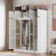Armoire-penderie à grande capacité avec tringle, tablettes réglables et portes décoratives en rotin-218877693