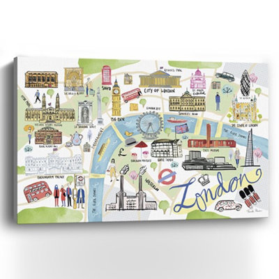 «Fun Illustrated London Map», impression murale sans cadre