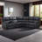 Wayland 96" Wide Vegan Leather Power Reclining Sectional with Storage & Cup Holder-1592375382