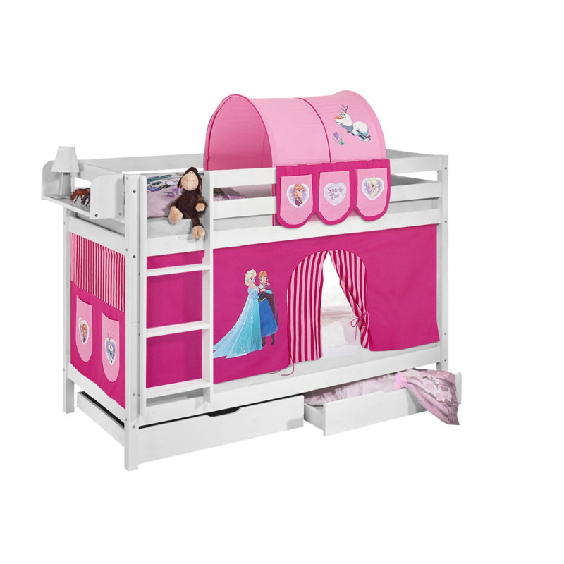Disney's Frozen Bunk Bed Themed Beds with Built-in Ladder Included, Single (3'), Pink