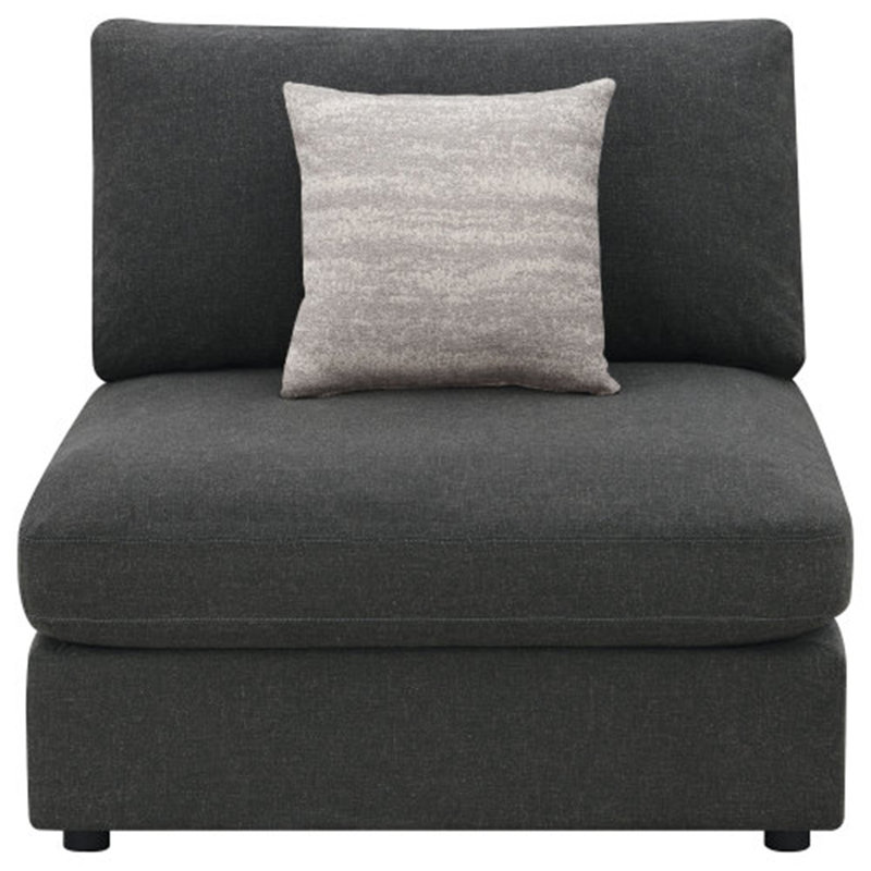 Chaise rembourrée sans accoudoirs avec coussins Duncan, Gris anthracite