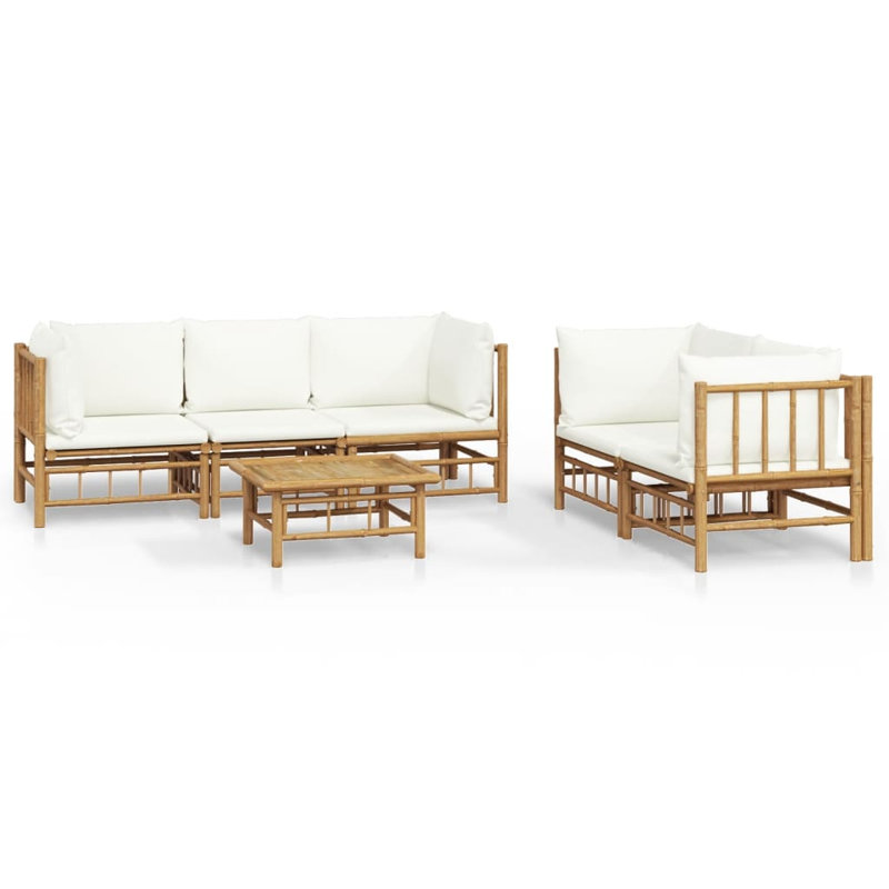 5 - Person Patio Conversation Set with Cushions, Cream White