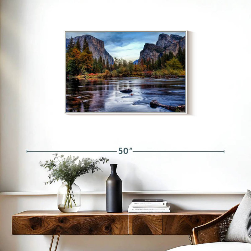 Rivière Yosemite Autumn, Cadre flottant blanc, 31 po x 21 po