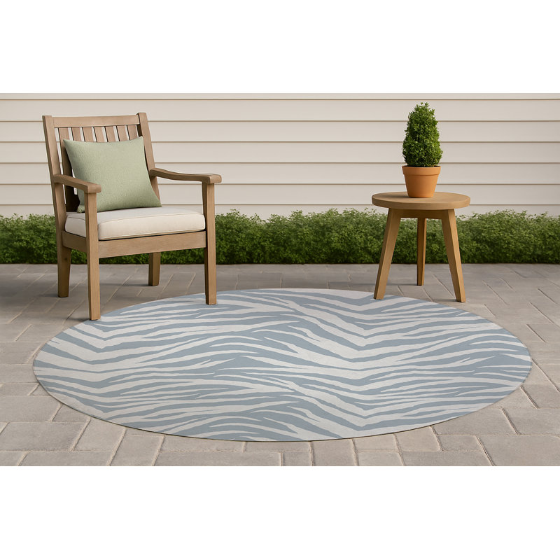 Tapis d'extérieur antidérapant à motif zébré, Rond 5 pi